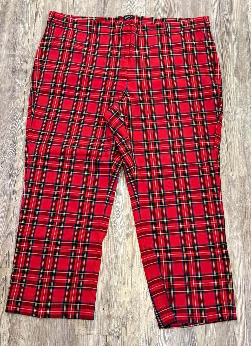 J.Crew Kallie Pant Size 20 Red Tartan Plaid Holiday Crop